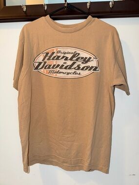 Harley-Davidson Tan Short Sleeve Logo Tee Size Medium